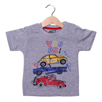 NEW GREY VROOM CARS PRINTED HALF SLEEVES T-SHIRT
